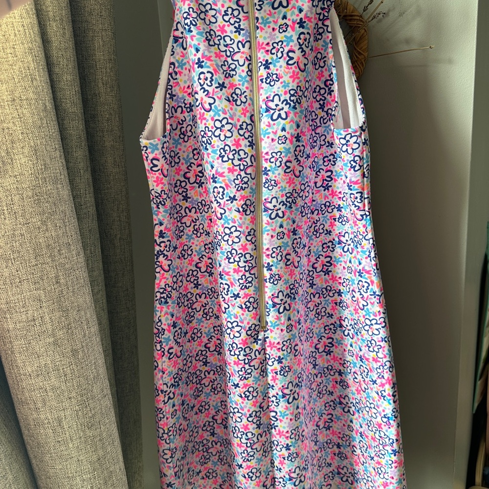 Lilly Pulitzer Pink Navy Multi Floral Scalloped Shift Dress - Picture 4 of 4